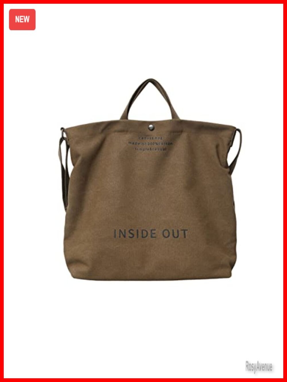Canvas Crossbody Tote Bag Magnetic Button Letter Print Shoulder Work Bag